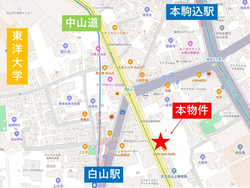 白山のスケルトン物件の地図