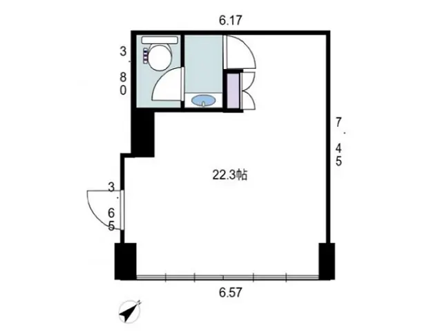 若松河田の事務所仕様店舗物件の平面図