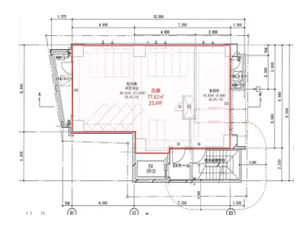 貸店舗(事務所仕様)の平面図
