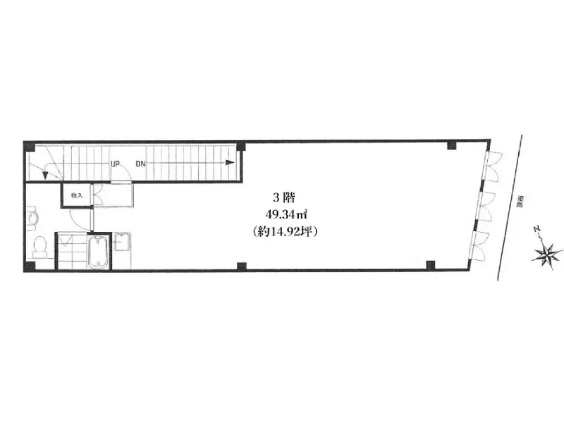 学芸大学の事務所仕様物件の平面図