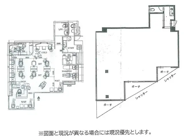 一之江の居抜き店舗の平面図