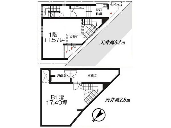 東新宿のスケルトン物件の平面図