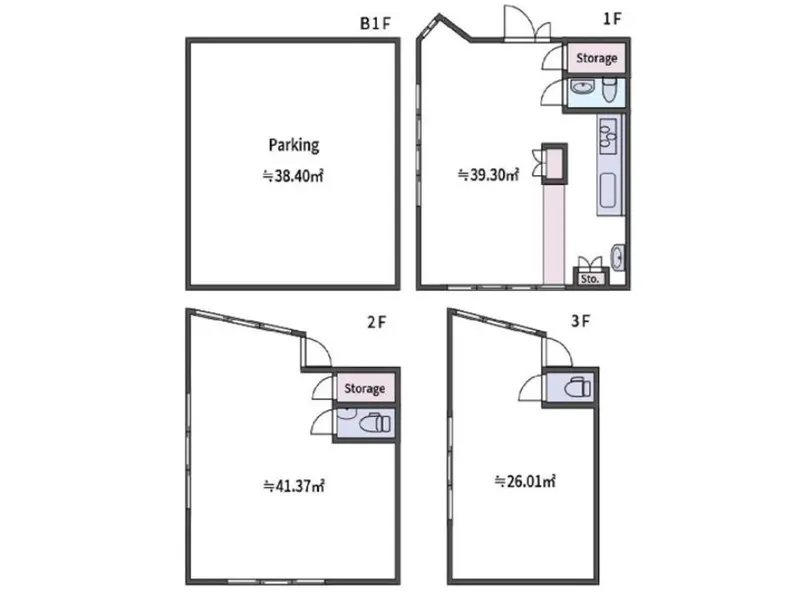 砂川七番の事務所仕様物件の平面図