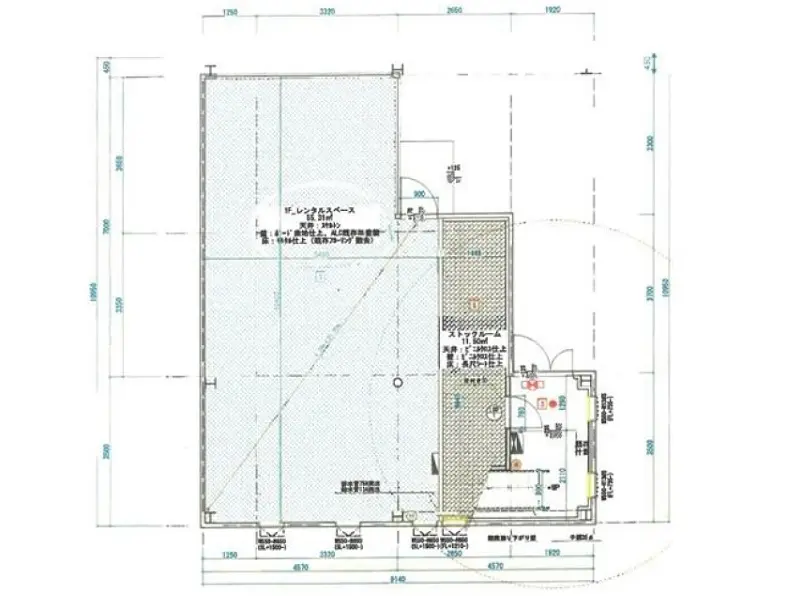 貸店舗(事務所仕様)の平面図