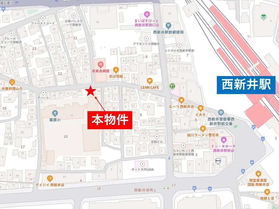 西新井の居抜き店舗の地図