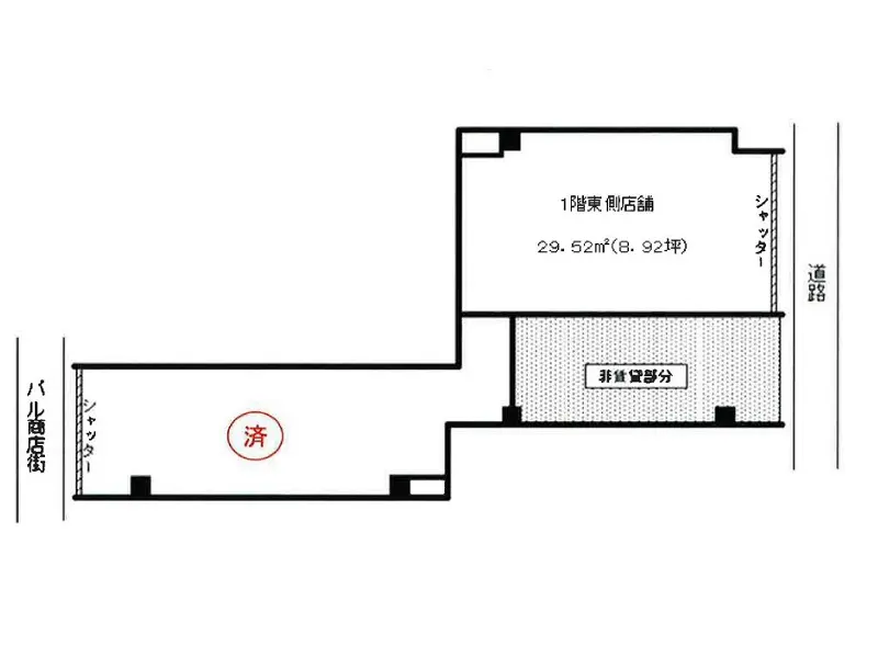 高円寺のスケルトン店舗物件の平面図