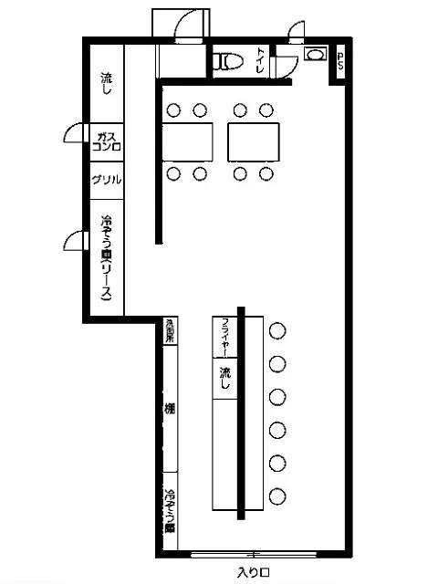 居酒屋の居抜き物件の平面図