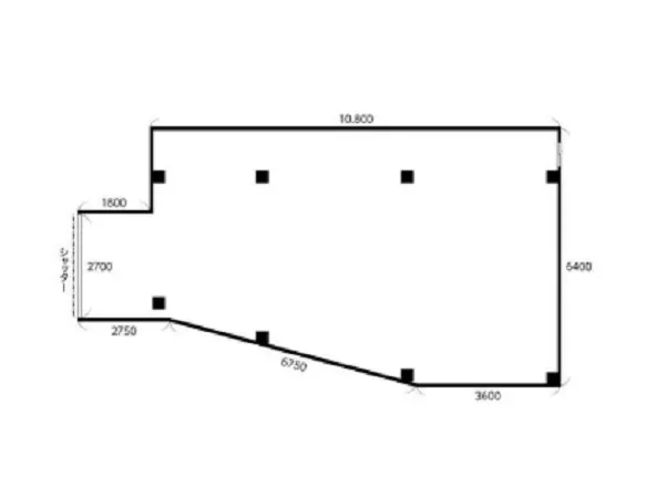 平間のスケルトン店舗物件の平面図