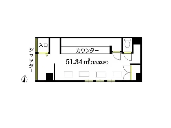 雑色の居抜き店舗の平面図