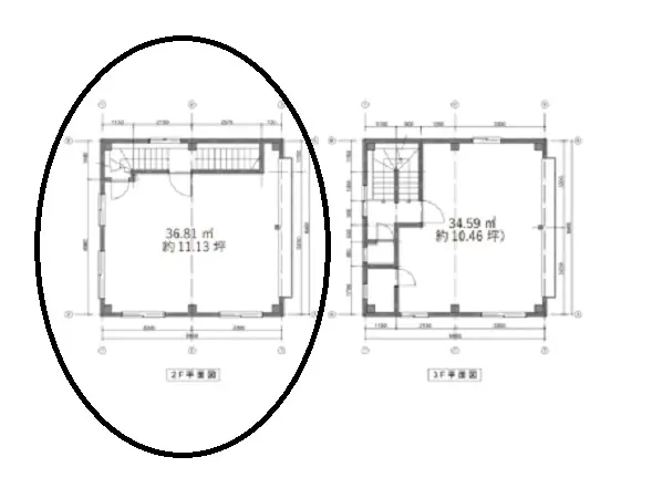 貸店舗(事務所仕様)の平面図