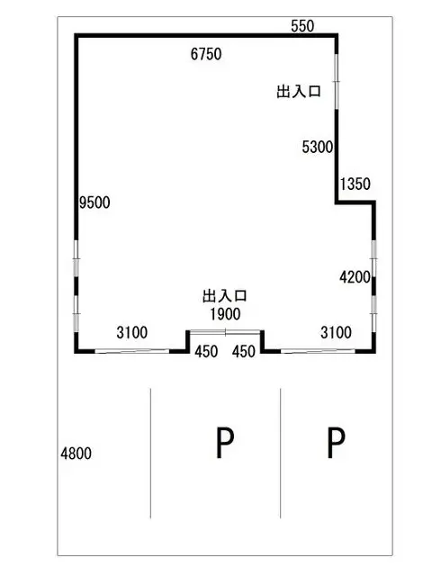 うどん・そばの居抜き物件の平面図