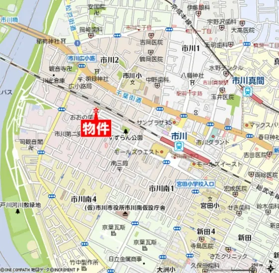 市川の美容室・理容室居抜きの地図