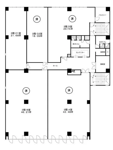 横浜のエステ居抜きの平面図