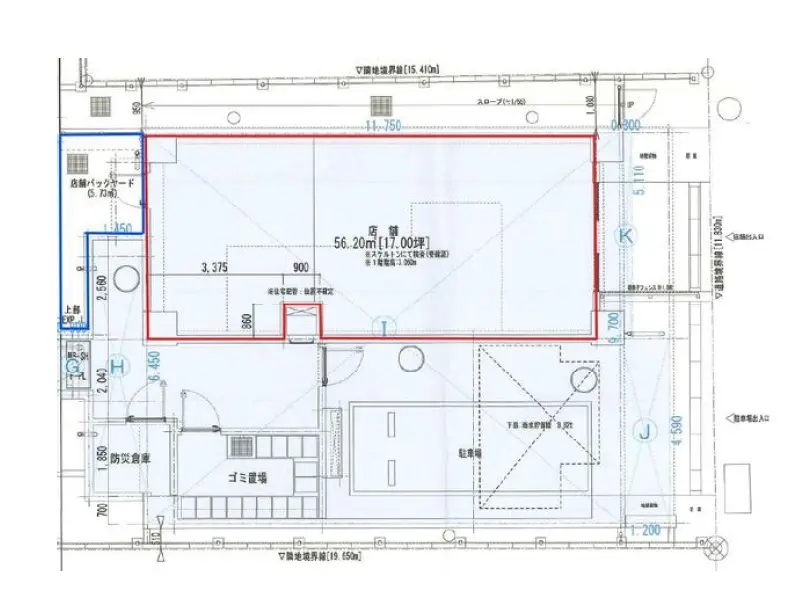 貸店舗(スケルトン)の平面図