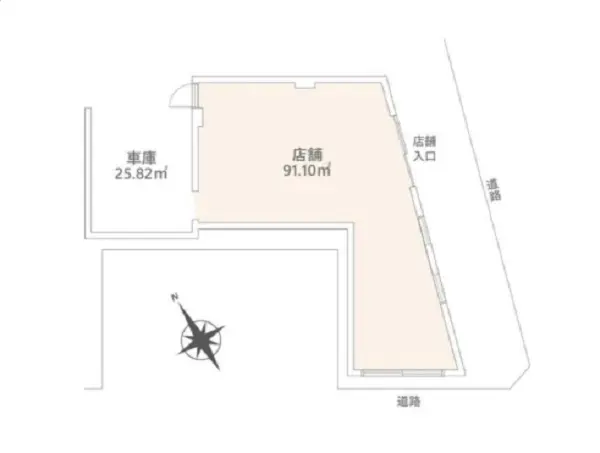 小台のスケルトン店舗物件の平面図