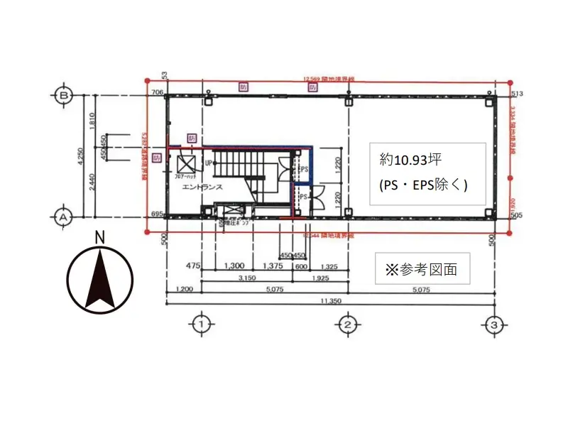 錦糸町のスケルトン店舗物件の平面図
