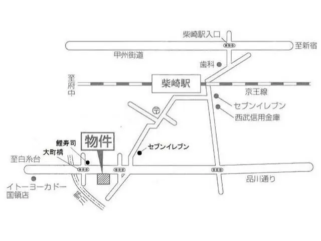 柴崎の居抜き店舗の地図