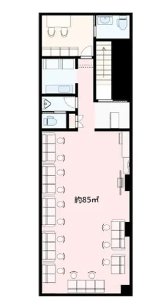 スナック・パブの居抜き物件の平面図