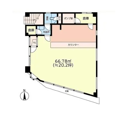 大師前のカフェ・喫茶店居抜きの平面図