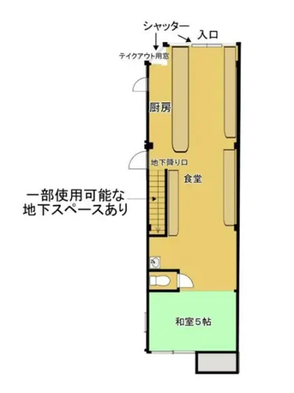 居酒屋の居抜き物件の平面図