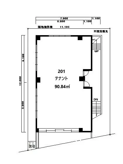 南行徳の居抜き店舗の平面図