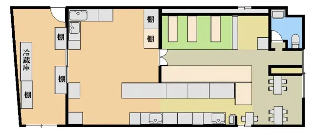 うどん・そばの居抜き物件の平面図