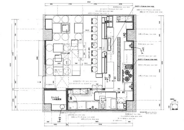 六本木の居抜き店舗の平面図