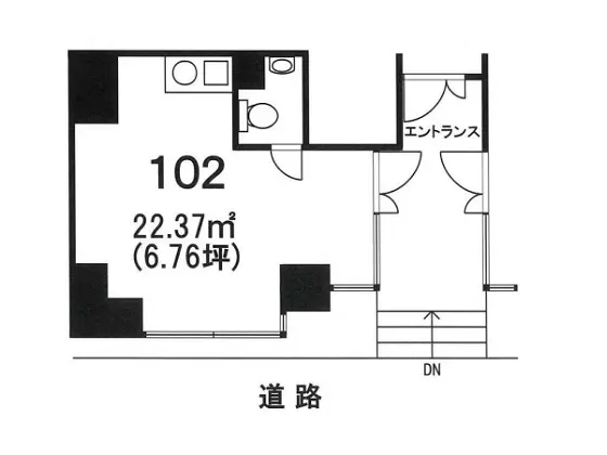 黄金町の事務所仕様物件の平面図
