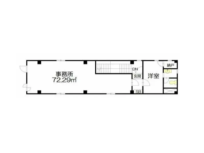 鎌倉の事務所仕様店舗物件の平面図