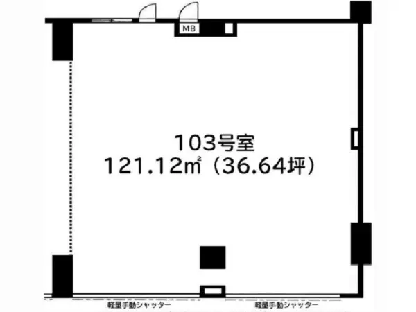 津田山のスケルトン店舗物件の平面図