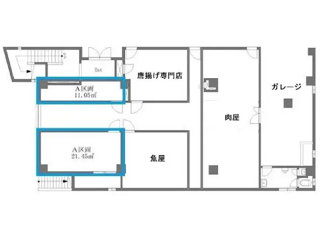 鶴見のスケルトン店舗物件の平面図