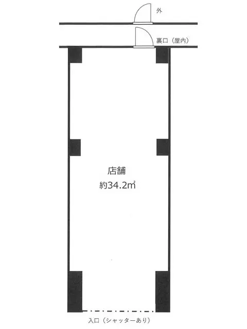 上大岡のスケルトン店舗物件の平面図