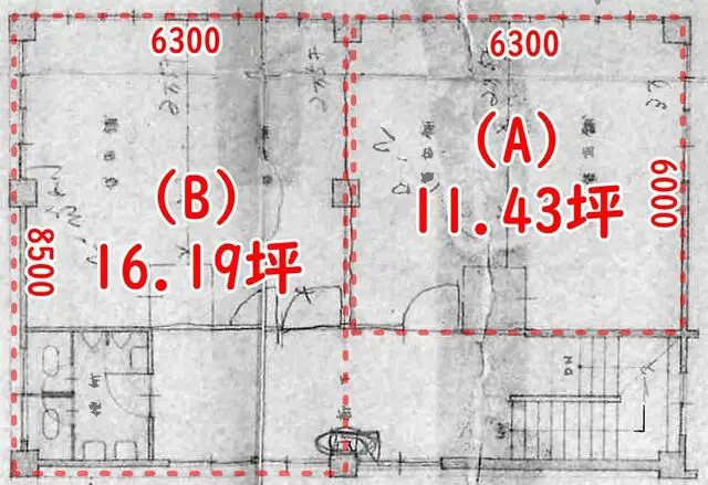 下北沢のスケルトン店舗物件の平面図