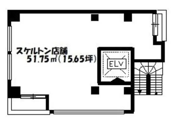 茅場町のスケルトン物件の平面図