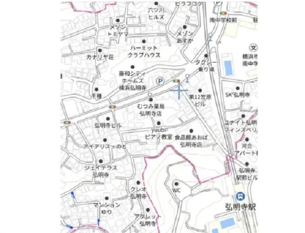 弘明寺のスケルトン店舗物件の地図