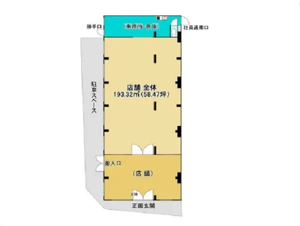 東大和市のスケルトン店舗物件の平面図