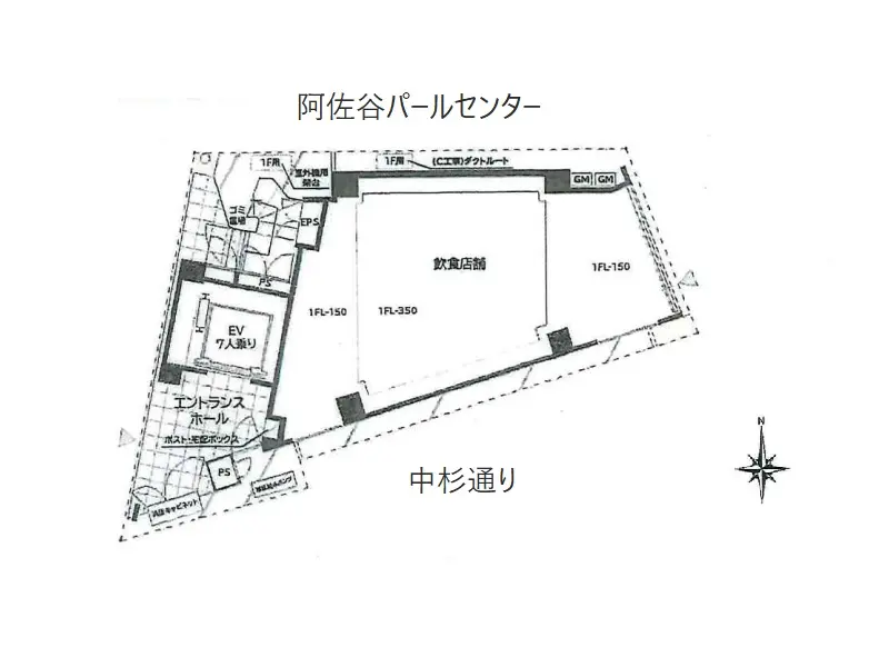 阿佐ケ谷のスケルトン店舗物件の平面図