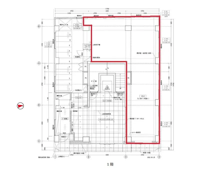 水天宮前のスケルトン物件の平面図