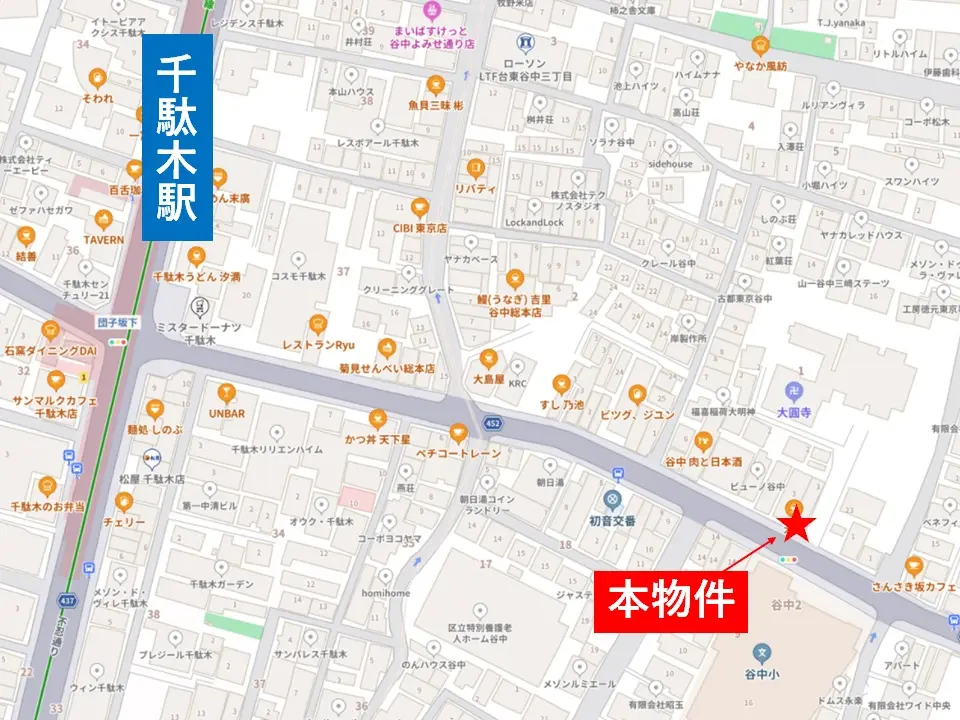 千駄木の和食居抜きの地図