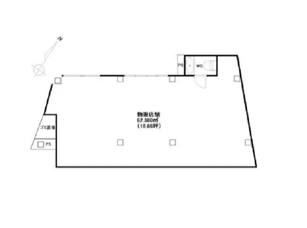 貸店舗(スケルトン)の平面図