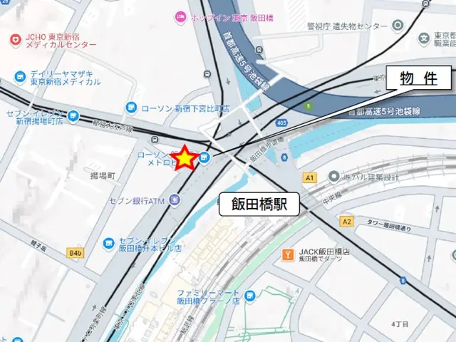 飯田橋のラーメン居抜きの地図