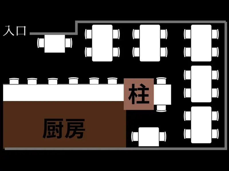 和食の居抜き物件の平面図