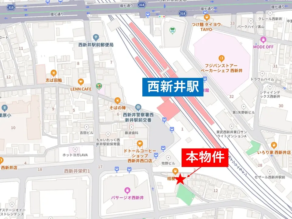 西新井のスケルトン物件の地図