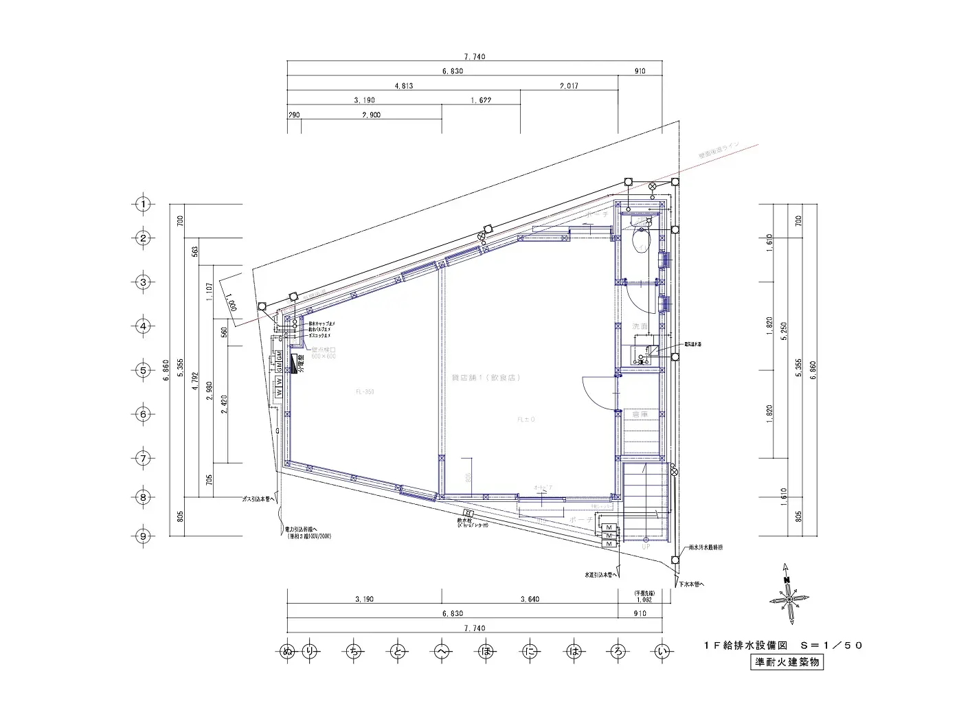 貸店舗(スケルトン)の平面図