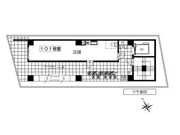 西荻窪のスケルトン店舗物件の平面図
