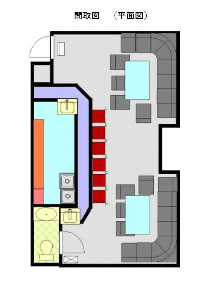 川口のスナック・パブ居抜きの平面図