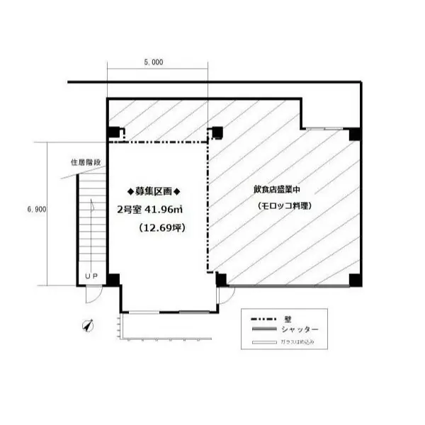 たまプラーザのダイニングバー居抜きの平面図