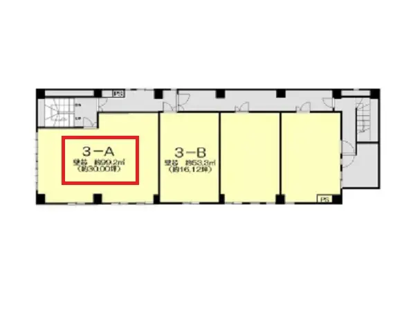 大山のスケルトン店舗物件の平面図