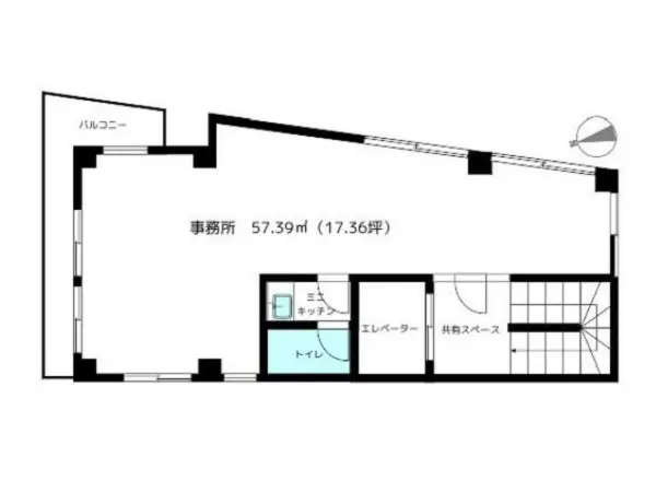 等々力の事務所仕様店舗物件の平面図