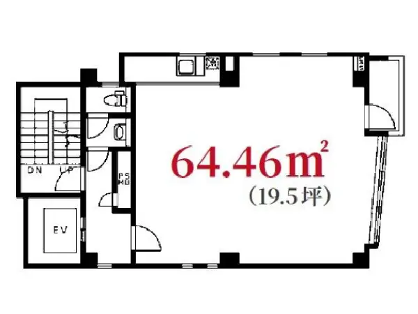 新橋の事務所仕様物件の平面図